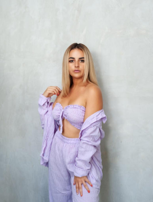 Set Camisa + Top + Pantalón lila